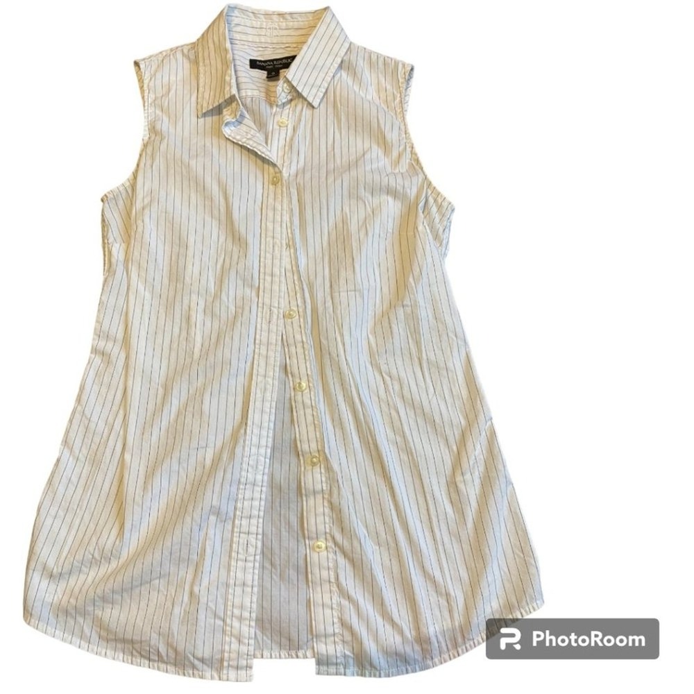 BANANA REPUBLIC riley shirt white with black stripes - women's 0 (zero)